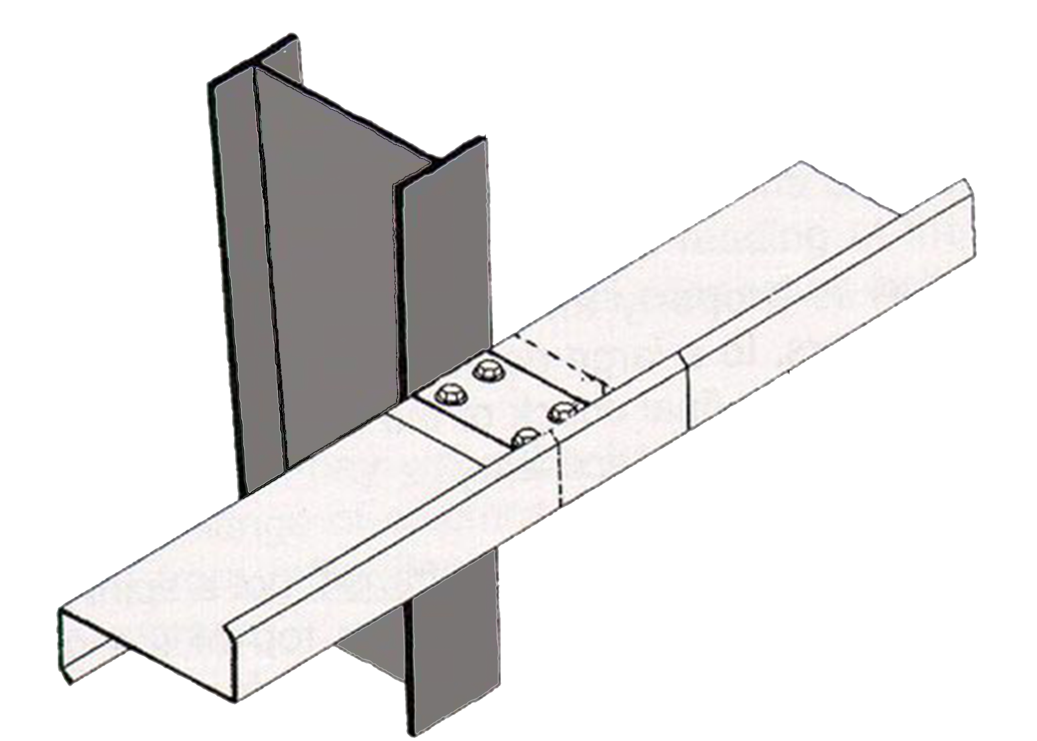 Zee bypass girt lapped past the outside face of a steel column