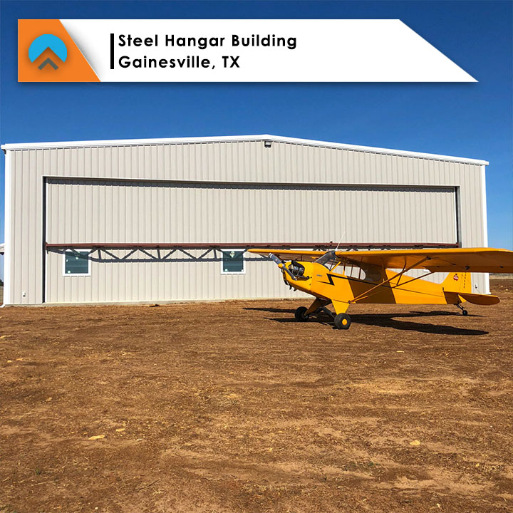 80 x 80 x 22 Steel Hangar Building in Gainesville, TX