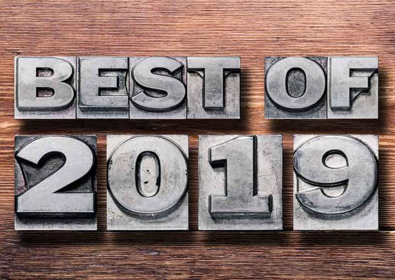 “Best of 2019” metal letter blocks on wood background