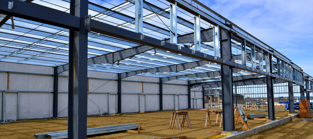 Steel horse arena under construction