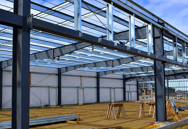 Steel horse arena under construction