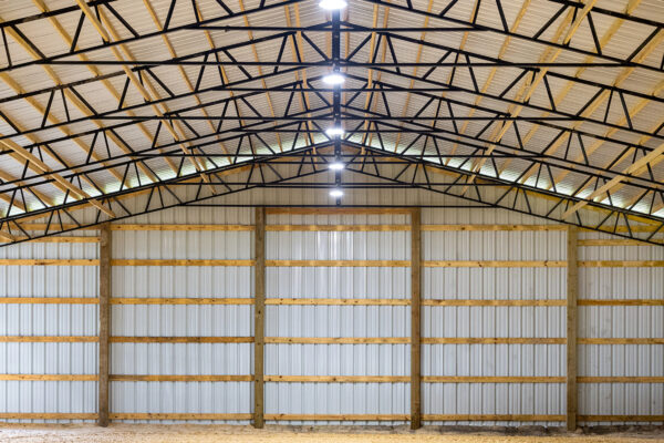 Pre-engineered steel building structure used for an equestrian arena