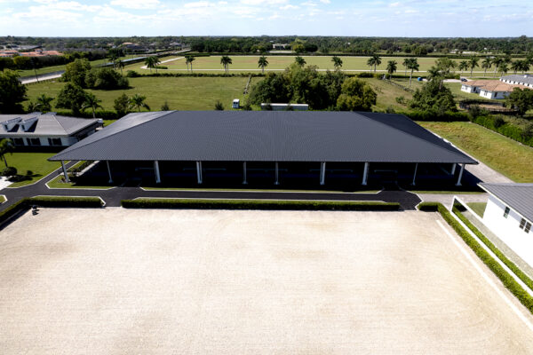 Aerial steel horse arena for professional equestrian training