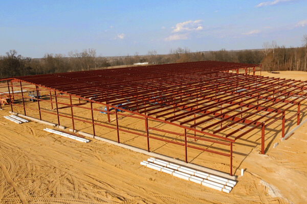 Exterior construction progress with PEMB structure