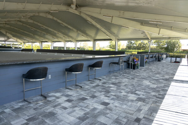 Interior steel riding arena at Donato Farms