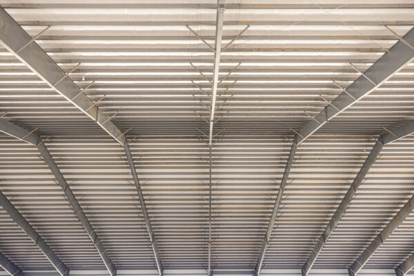 Detail view of steel framing underneath the Wellington International riding arena