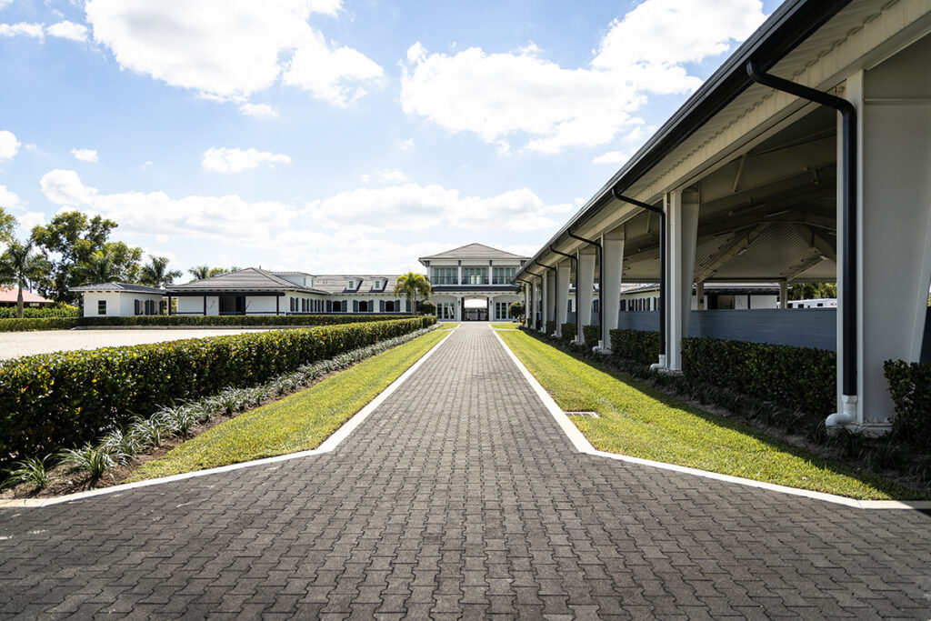 Interior steel riding arena with clean metal building design