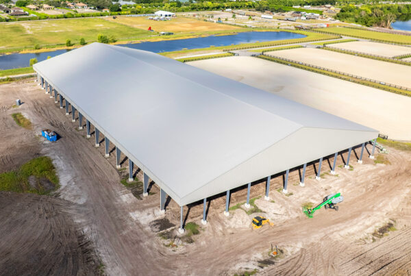 Wellington steel riding arena aerial view