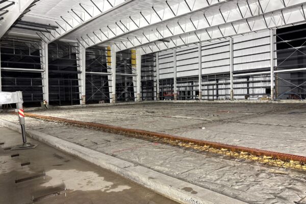Interior construction of a large pre engineered metal building