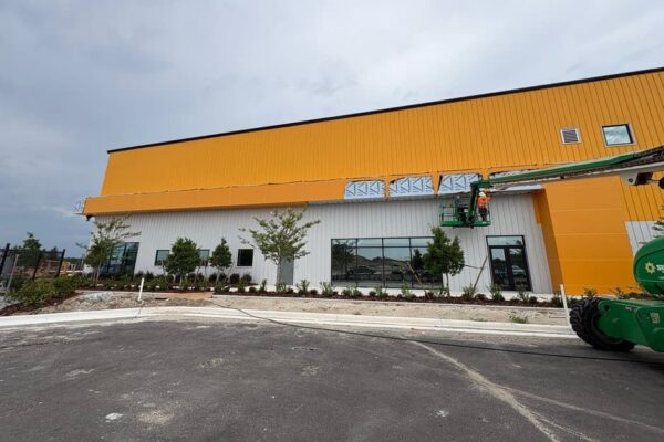 Office entrance and storefront glazing on the Bauducco Foods facility in Zephyrhills, FL