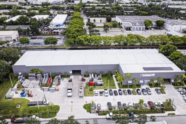 front-aerial-industrial-metal-building-pompano-beach-fl