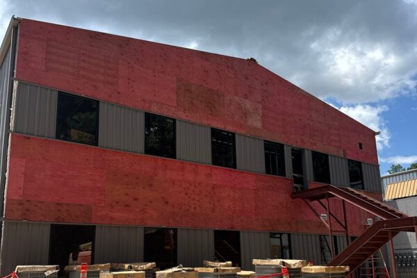 Exterior of the Ruby-Collins metal office building under construction in Smyrna, GA